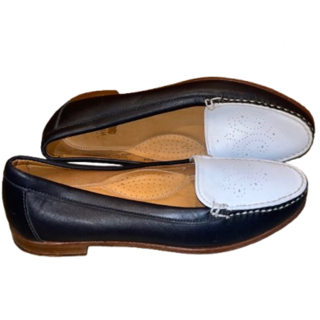 G.H. Bass & Co. Women’s Genuine Leather Black & White Comfort Loafers Sz- 8.5n